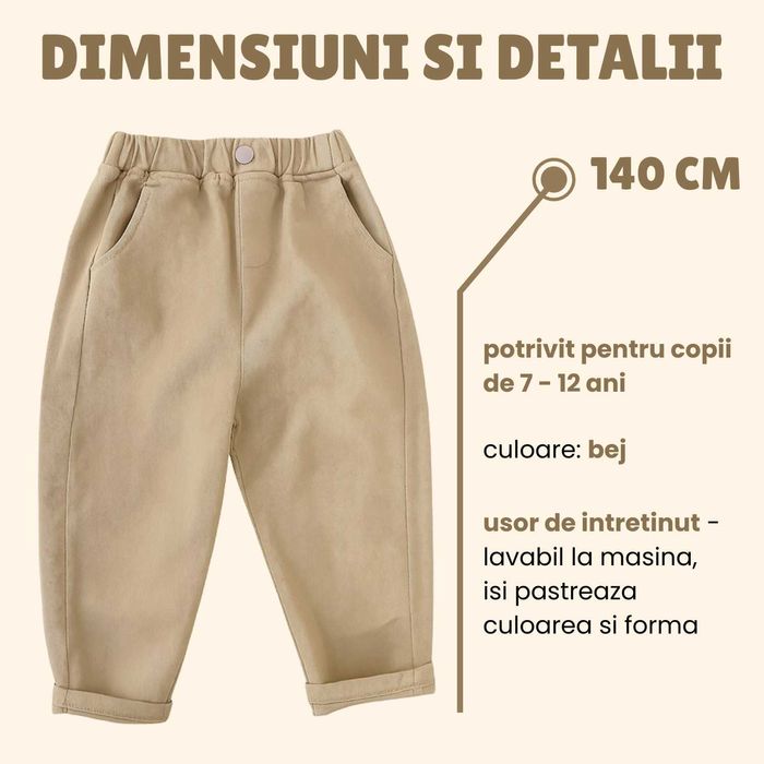 pantaloni baieti, primavara-vara, 140 cm, 3 culori, calitate super