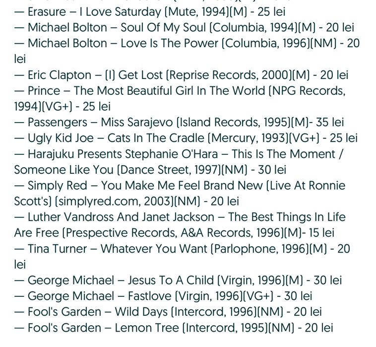 Cd-uri (MCD) muzica downtempo/synth-pop