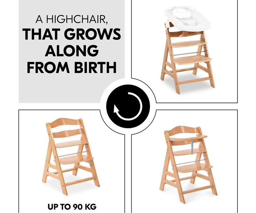 Детско дървено столче за хранене Hauck Alpha+, Natural