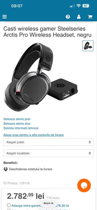 Casti Wireless STEELSERIES Arctis Pro Wireless negre , Model 61473