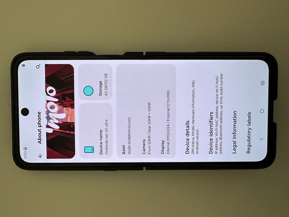 Motorola Razr 50 Ultra 512GB / 16GB RAM - Ca nou (11 cicluri baterie)