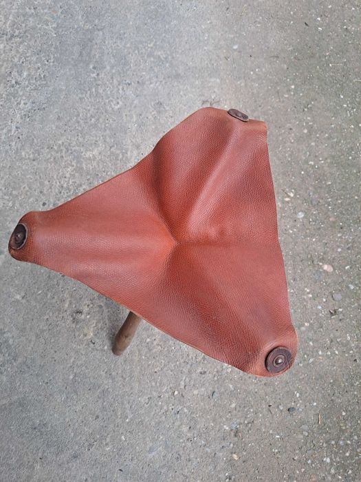 scaun vechi pescar lemn piele