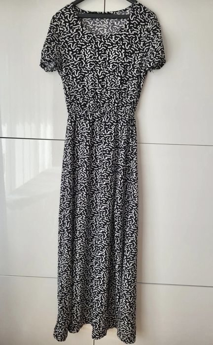 Rochie maxi cu imprimeu alb-negru