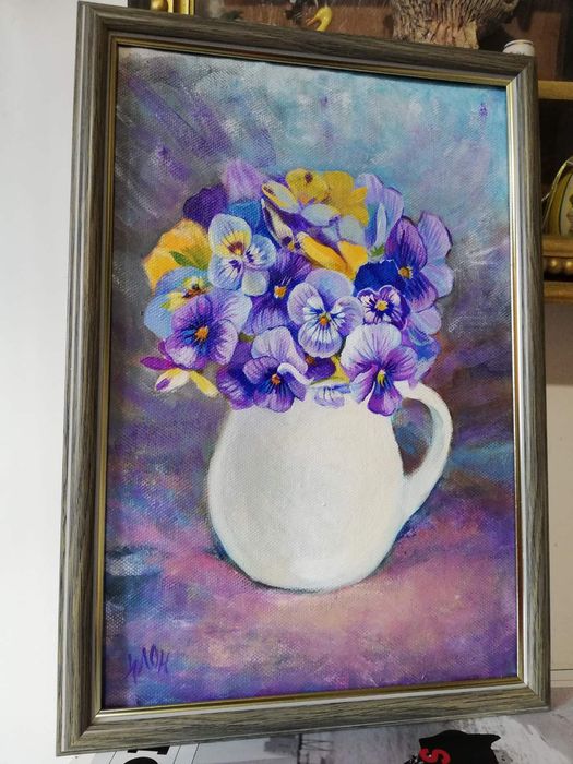 Картини с коне,хищни котки,цветя,маслени бои на платно