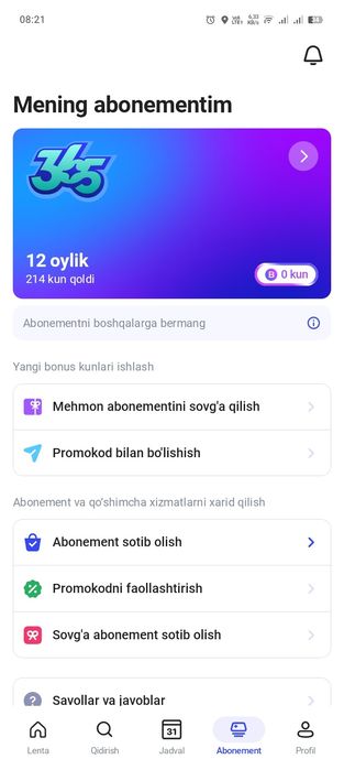 1fit  abanoment 7 oylik qolgan