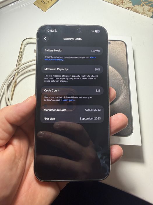 iPhone 15 pro max, natural titanium, 256 gb