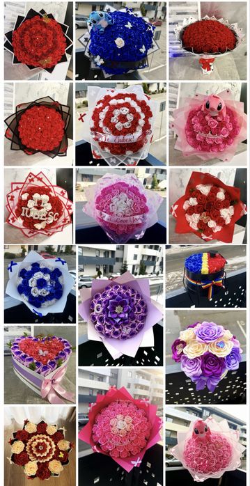 Buchet din trandafiri de sapun sau satin / Aranjamente florale/ dulci
