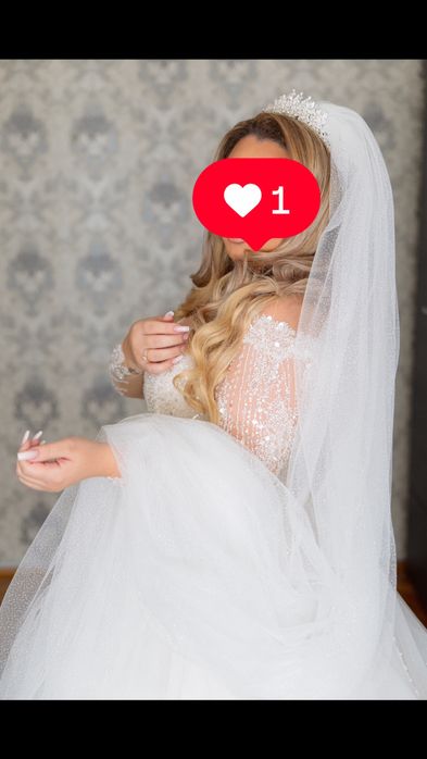 Rochie de mireasă(cerc și voal) + diademă cadou