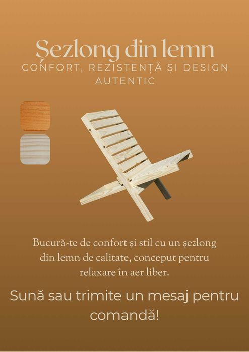 Sezlong din lemn pentru exterior