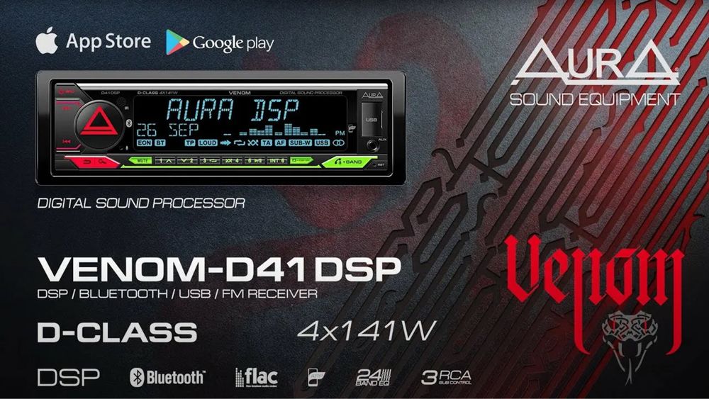 Продам магнитолу AurA Venom- D41DSP 1 DIN. Новая!