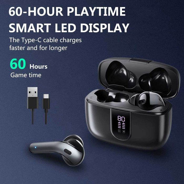 Casti wireless x08,Bluetooth 5.3,Microfon HD,24 ore vorbit, LED,Touch