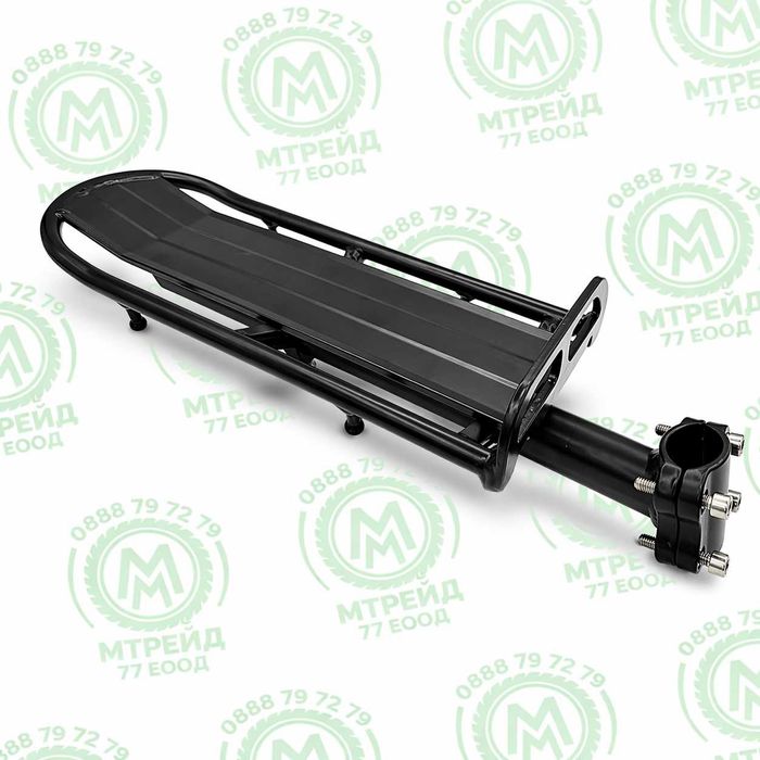 Универсален багажник за велосипед, алуминиев, черен, 35 x 12 см, до 10 кг