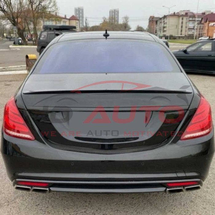 Лип спойлер за багажник Mercedes W222 (2013–2020), черен гланц, мерц