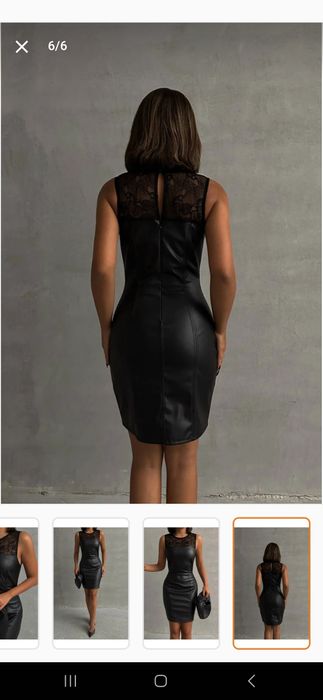 Кожена рокля с дантела