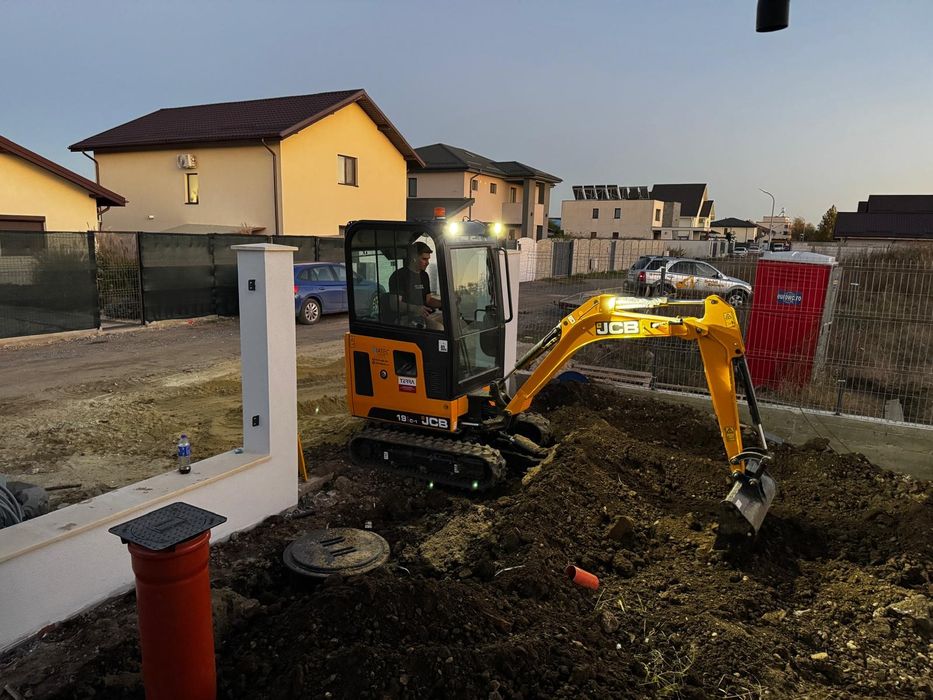 Servicii Mini excavator, săpături șanțuri apa,canalizare,curent,drena