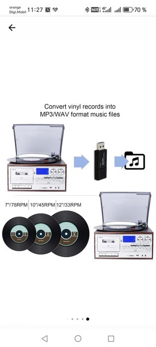 Vând pick up stereo 8 în 1