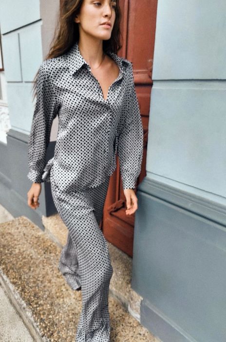 Zara сатенен сет риза и панталон