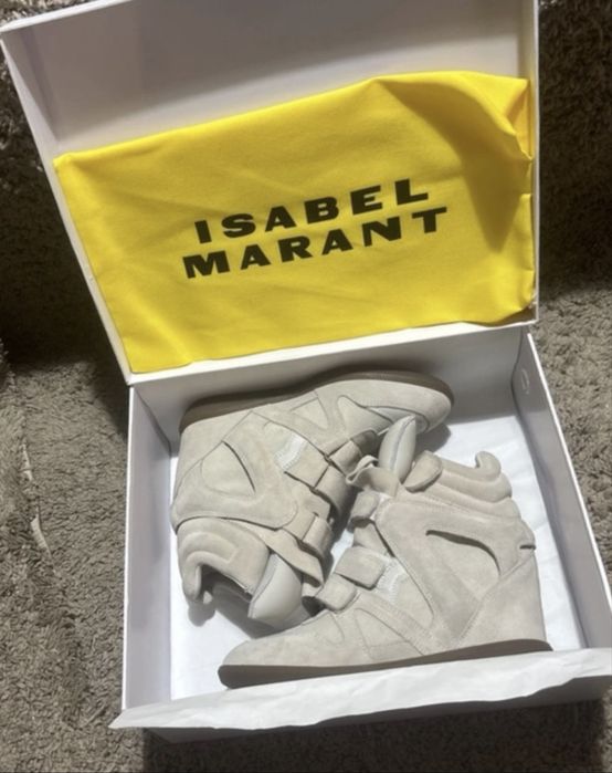 ghete sneakers Isabel Marant Bekett crem alb bej ecru marime 37 38 39 36 40 platforma y2k opium Balenciaga Golden Goose Amiri Lanvin