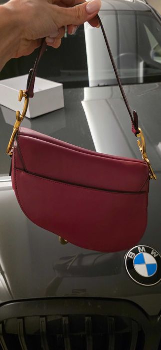 Authentic Dior Saddle bag in burgundy color