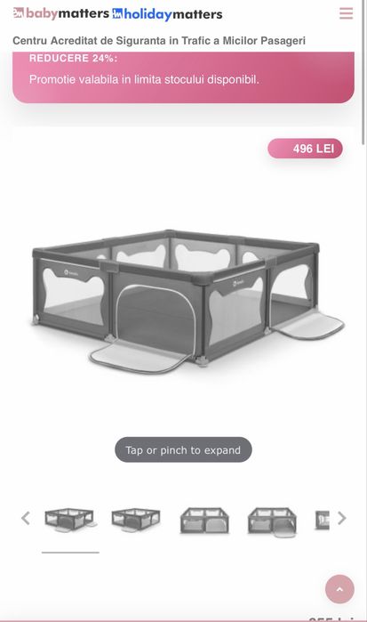 Tarc de joaca pentru copii - Lionelo Willow XL 180 x 200, compact, Grey Concrete