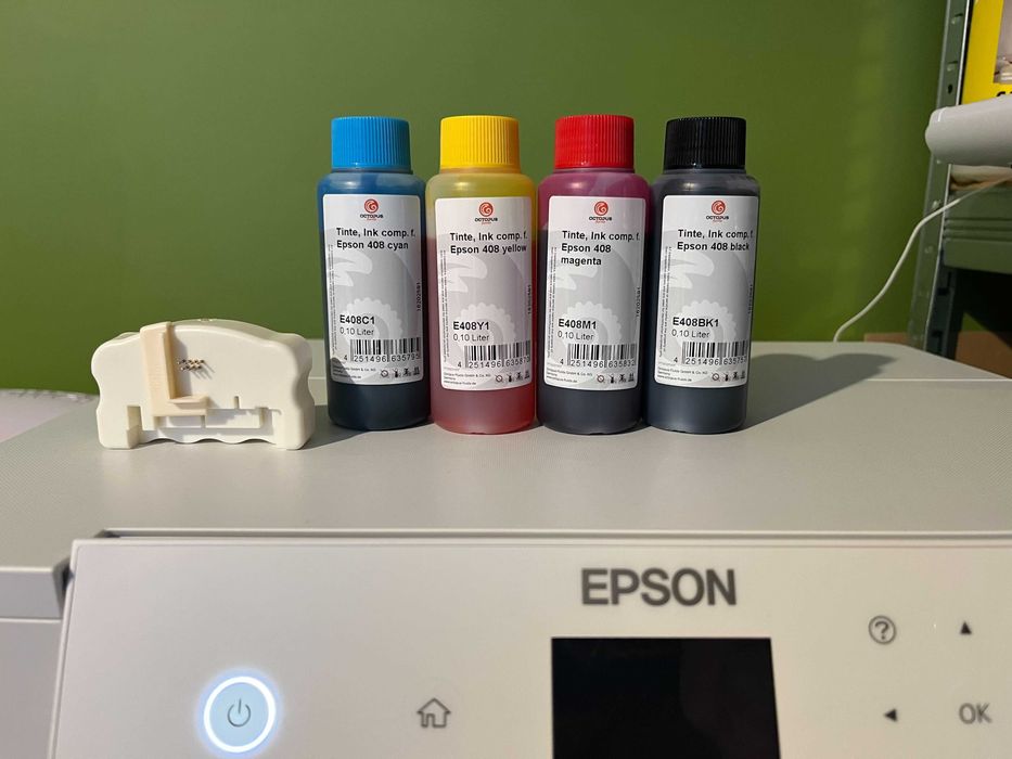 EPSON WorkForce Pro WF-C4310DW + мастило, касети и ресетър за чип на касети.