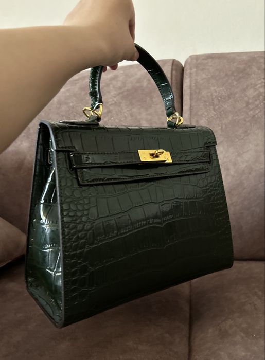 Кожа сумка, зеленый