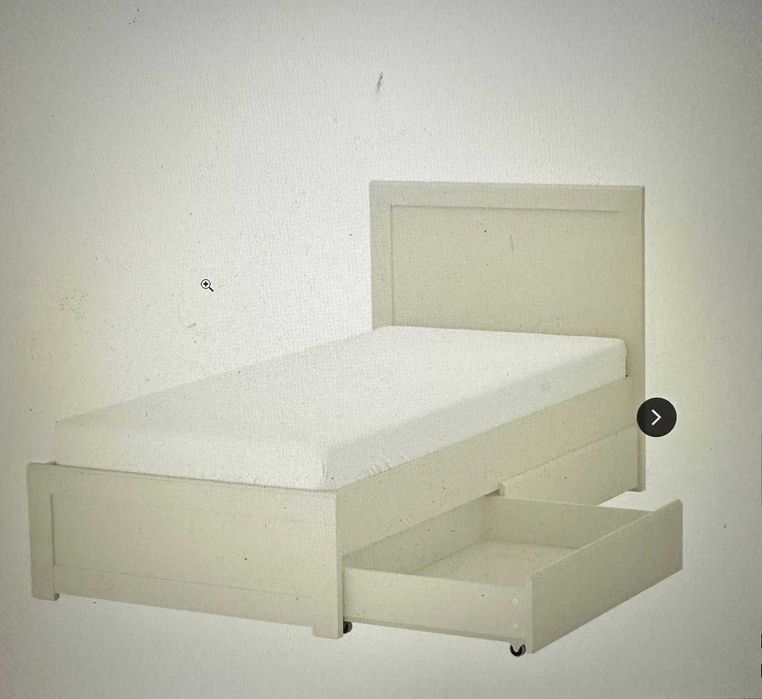 Pat Ikea alb pt 1 persoana 90x 200 fara saltea cu depozitare