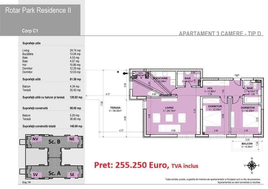 APARTAMENT 3 CAMERE ROTAR RESIDENCE