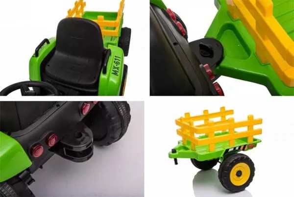 Tractoras electric Kinderauto BJ-611 60W 12V cu remorca si telecomanda