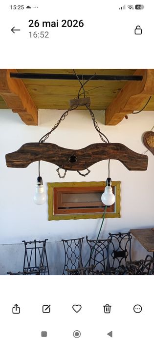 Lampa , lustra rustica  din jug vite