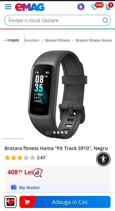 Bratara HAMA FIT TRACK 3910,nouă, sigilată
