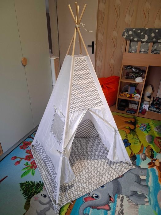 Ръчно изработена детска палатка Типи от памук + подарък възглавници