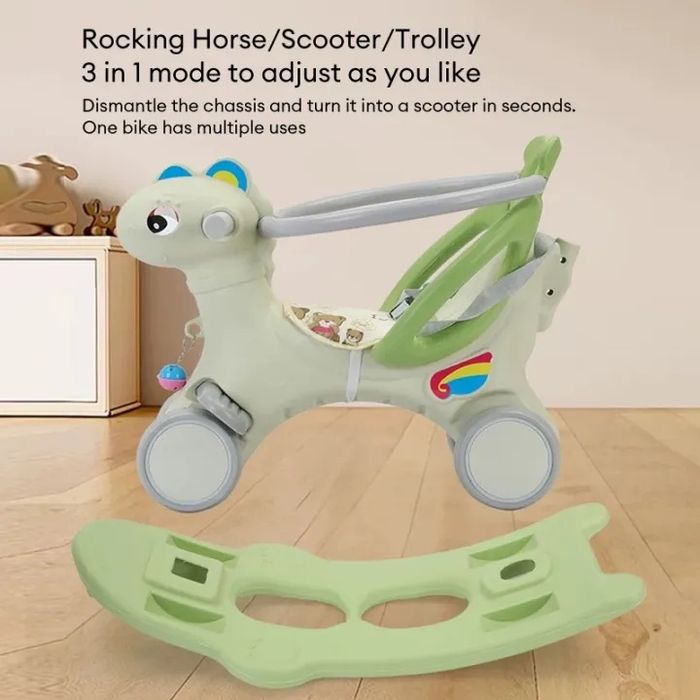 Лошадка-качалка самокат тележка беговел музична,  звукови ефекти.