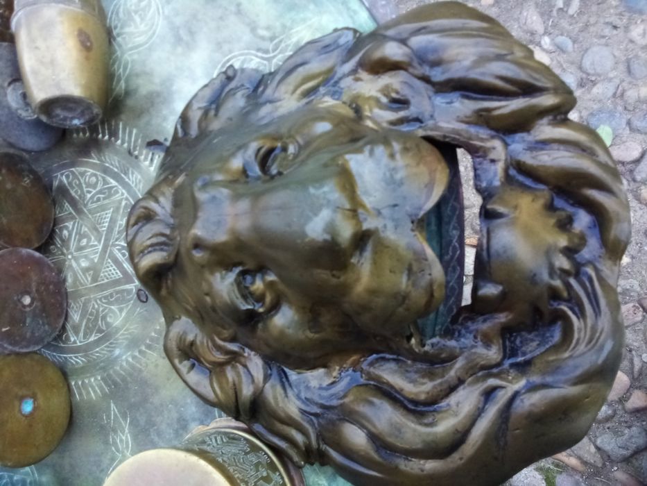 Vaza, scrumiera cap leu si tava artizanal alama evreic pt colecție