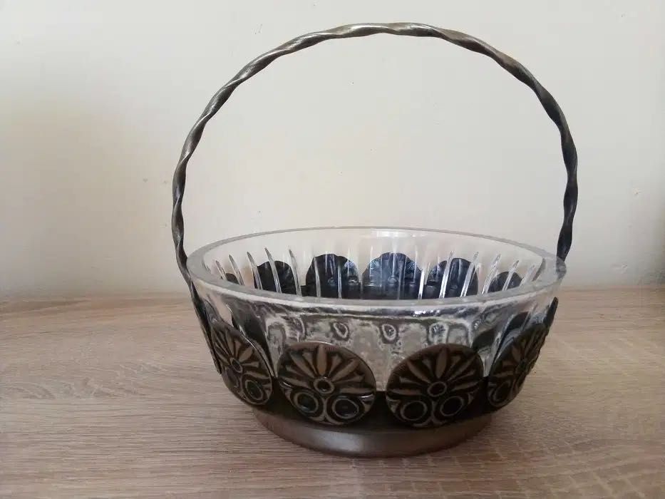 Красива стъкло с метал купа от СССР/ Винтидж