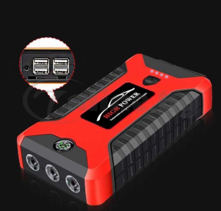 Мощен мултифункционален стартер с компресор и USB
