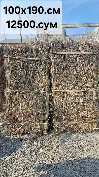 Tom lomboziga qamish maxsulotlari kafe devorlariga chiy va boyralar bo