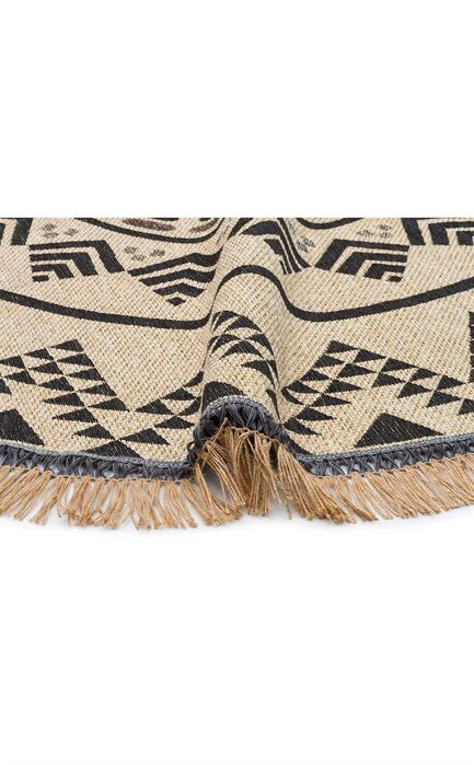 Кръгъл килим, противоплъзгащ, килими от юта и памук, килими с ресни