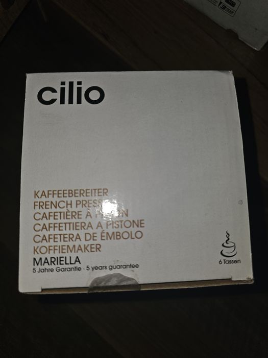 Cafetiera NOUĂ cu piston Cilio Mariella, pentru 3 cesti, negru