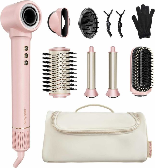 Мултифункционален стайлър за коса okaydeer 7 в 1 Розов (Нов)