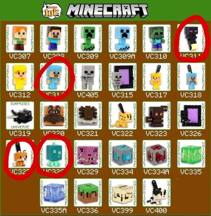 Киндер майнкрафт фигурки