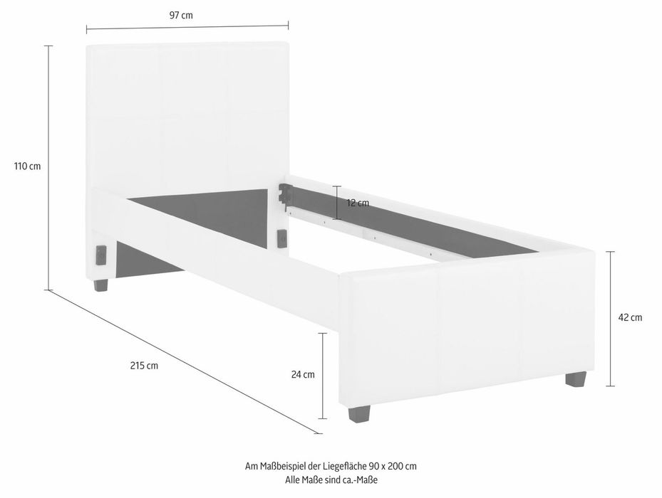 Pat tapitat Maja , 90 cm