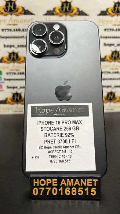 Hope Amanet P3 IPHONE 16 Pro Max 256GB / BATERIE 92%