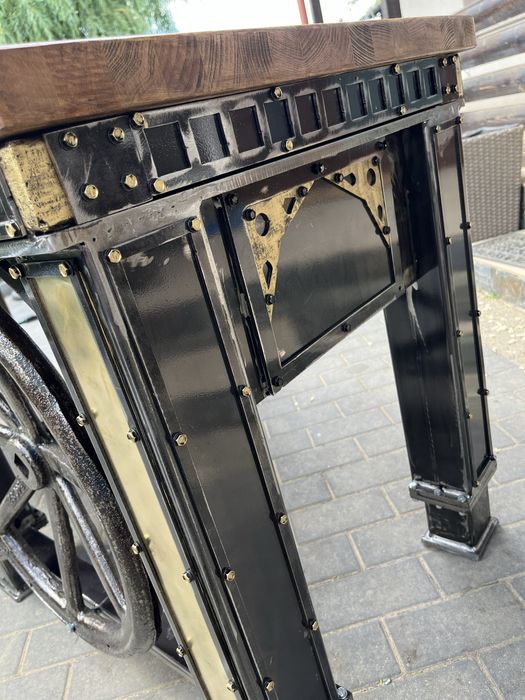 Birou industrial robust otel brut di lemn natural pe comanda.