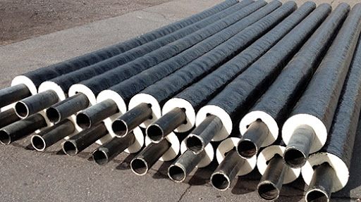 Труба ППУ, ВУС, муфты, отводы, переходники, опоры.