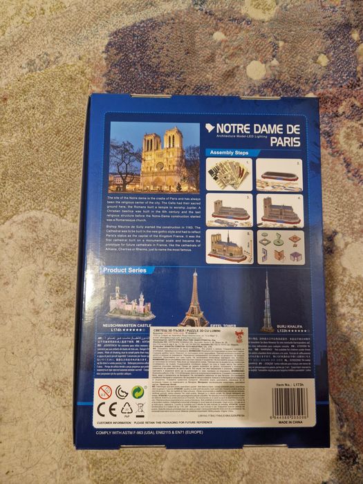 Norte dame de paris led 3d пъзел