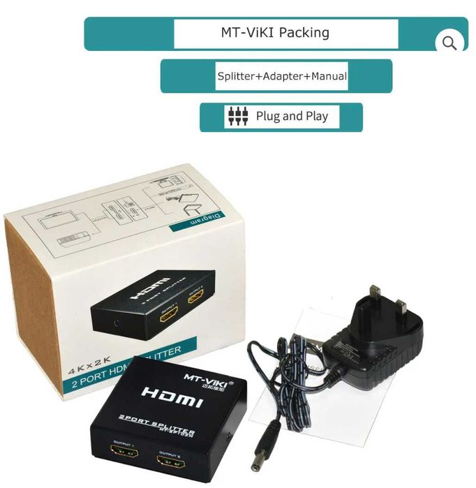 Splitter HDMI 1 intrare 2 ieșiri 4K 30Hz