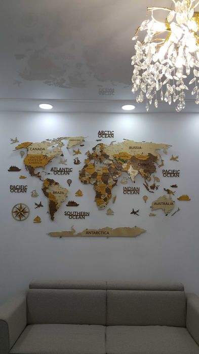 3D Yog‘och Dunyo Xaritalari, 3d karta mira, 3д карта мира