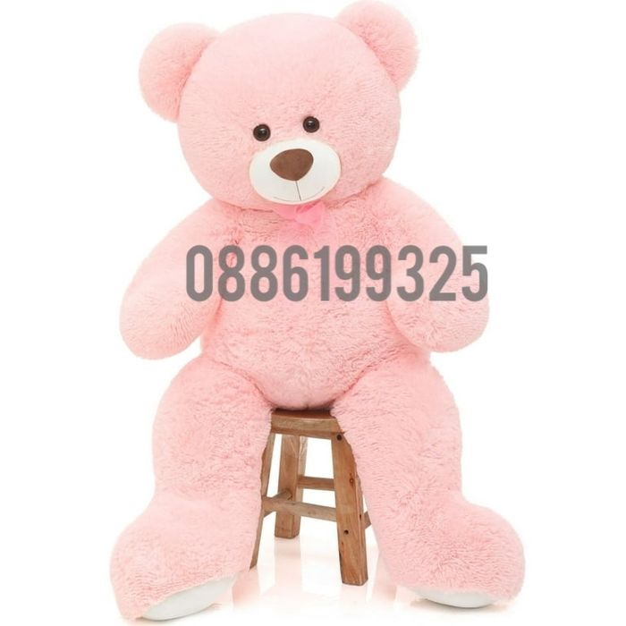 Голямо плюшено розово Мече, 120см Голяма плюшена розова Мечка