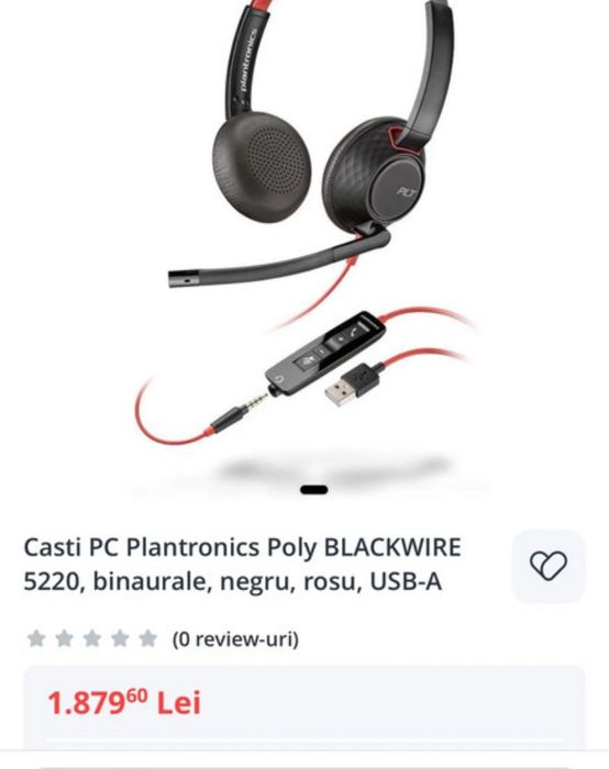 Headphones Poly (Plantronics) Blackwire 5220 USB-A